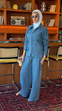 Striped Blue Denim Set