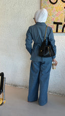 Striped Blue Denim Set