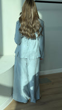 Buttoned ice blue Set