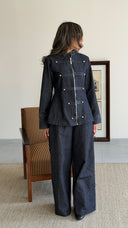 Metallic Button Denim Set
