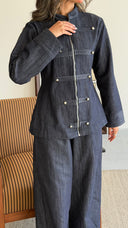 Metallic Button Denim Set