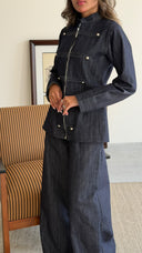 Metallic Button Denim Set