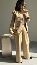 High Neck Beige Trench Set
