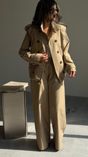 High Neck Beige Trench Set