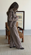 High Neck Dark Gray Trench Set
