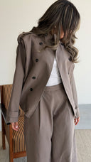 High Neck Dark Gray Trench Set