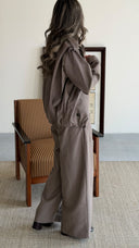 High Neck Dark Gray Trench Set